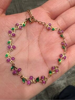 Gold-Tone Purple & Green Cherry Bracelet - Women Jewelry